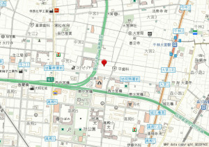 大阪市旭区中宮、中古一戸建ての地図画像です