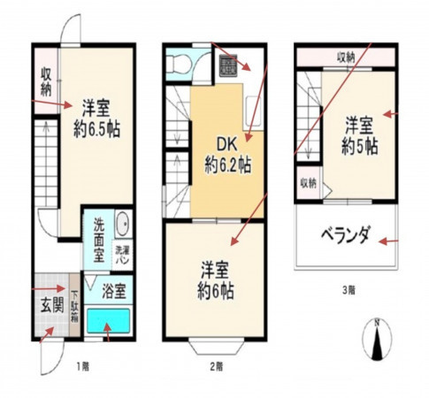 大阪市生野区生野東、中古一戸建ての間取り画像です