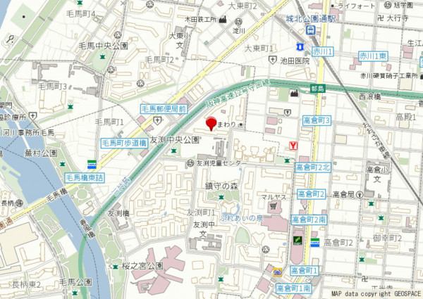 大阪市都島区友渕町、マンションの地図画像です