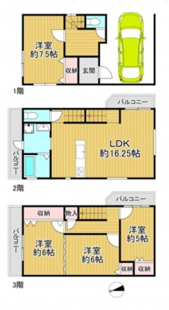 大阪市鶴見区茨田大宮、中古一戸建ての間取り画像です
