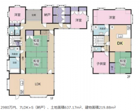 宮崎市東大宮、中古一戸建ての間取り画像です