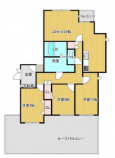 宮崎市淀川、マンションの間取り画像です