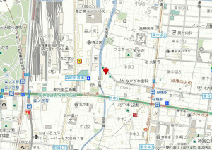 大阪市東成区中本、中古一戸建ての地図画像です