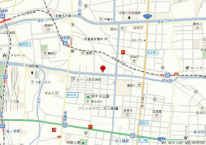 大阪市城東区天王田、マンションの地図画像です