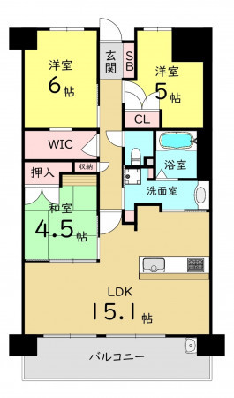 大阪市城東区天王田、マンションの間取り画像です