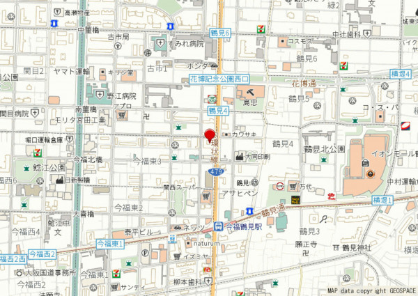 大阪市城東区今福東、マンションの地図画像です