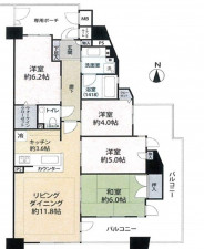 大阪市旭区新森、マンションの間取り画像です