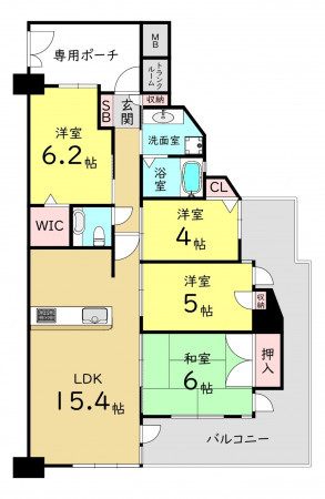 大阪市旭区新森、マンションの間取り画像です