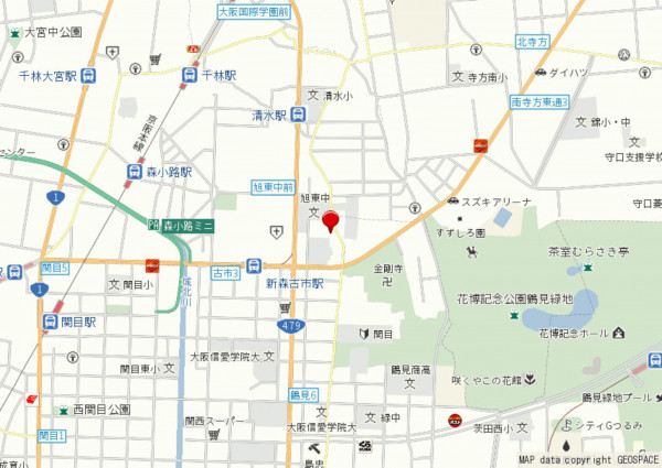 大阪市旭区新森、マンションの地図画像です