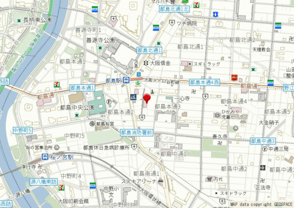 大阪市都島区都島本通、マンションの地図画像です