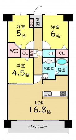 大阪市城東区森之宮、マンションの間取り画像です