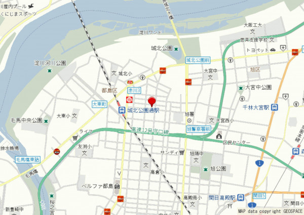 大阪市旭区赤川、中古一戸建ての地図画像です