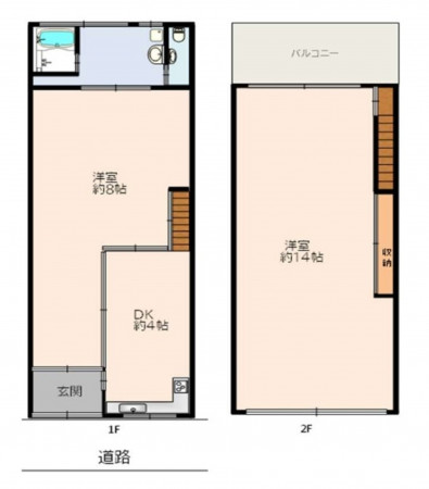 大阪市生野区勝山南、中古一戸建ての間取り画像です