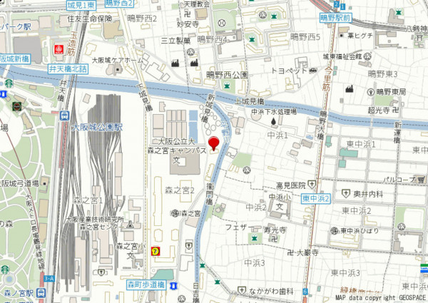 大阪市城東区森之宮、マンションの地図画像です