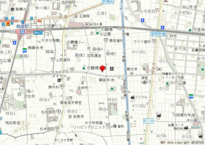 大阪市生野区鶴橋、中古一戸建ての地図画像です