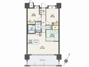 宮崎市江平中町、マンションの間取り画像です