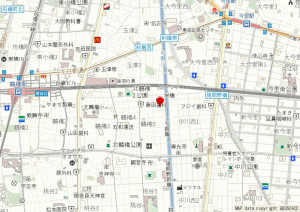 大阪市生野区鶴橋、中古一戸建ての地図画像です