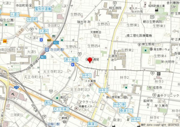 大阪市生野区生野西、中古一戸建ての地図画像です