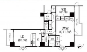 大阪市都島区中野町、マンションの間取り画像です