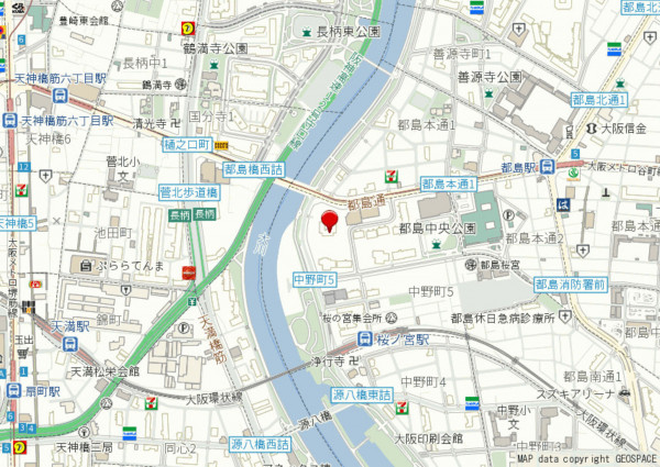 大阪市都島区中野町、マンションの地図画像です