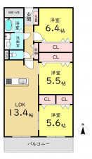大阪市城東区中央、マンションの間取り画像です