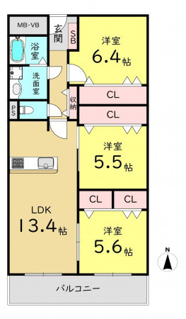 大阪市城東区中央、マンションの間取り画像です