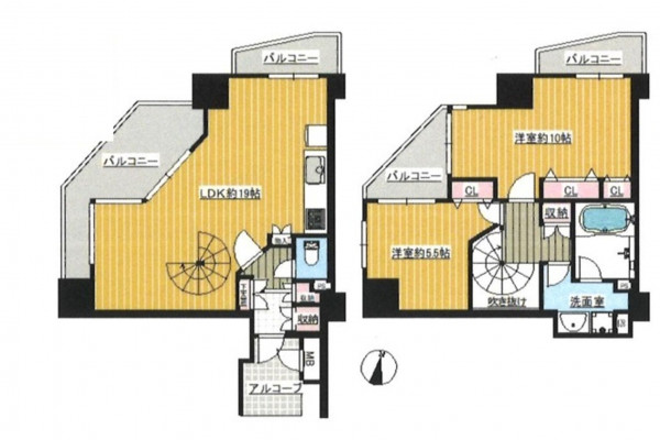 大阪市都島区中野町、マンションの間取り画像です
