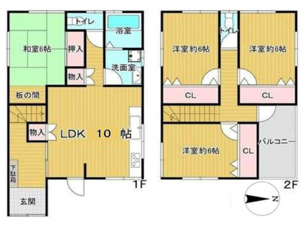 大阪市東成区中道、中古一戸建ての間取り画像です