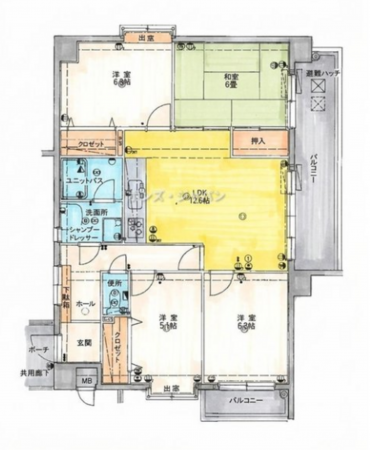 宮崎市大島町、マンションの間取り画像です