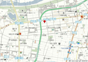 大阪市旭区中宮、中古一戸建ての地図画像です
