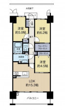 大阪市城東区東中浜、マンションの間取り画像です