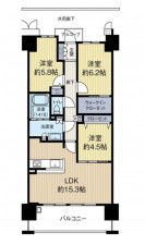 大阪市城東区東中浜、マンションの間取り画像です