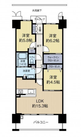 大阪市城東区東中浜、マンションの間取り画像です
