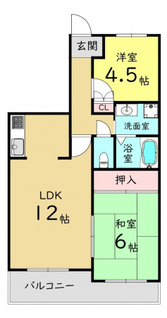 大阪市生野区田島、マンションの間取り画像です