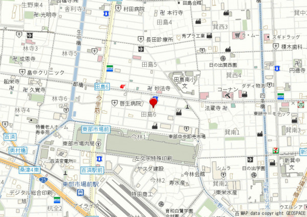 大阪市生野区田島、マンションの地図画像です