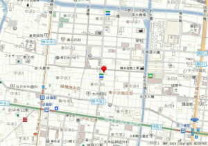 大阪市城東区東中浜、マンションの地図画像です
