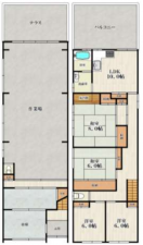 大阪市東成区深江南、中古一戸建ての間取り画像です