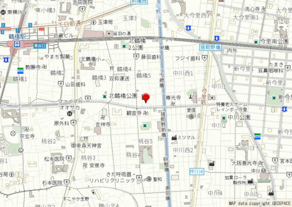 大阪市生野区鶴橋、マンションの地図画像です