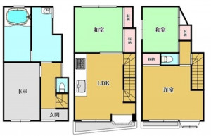 大阪市東成区大今里西、中古一戸建ての間取り画像です