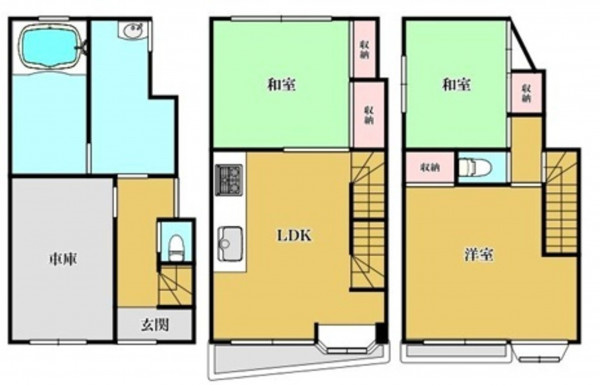 大阪市東成区大今里西、中古一戸建ての間取り画像です