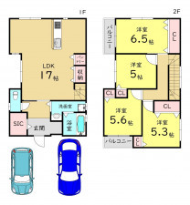大阪市東成区大今里南、新築一戸建ての間取り画像です
