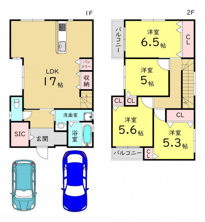 大阪市東成区大今里南、新築一戸建ての間取り画像です