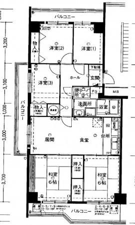 大阪市都島区都島南通、マンションの間取り画像です