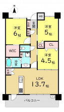 大阪市生野区巽東、マンションの間取り画像です