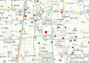 大阪市生野区巽東、マンションの地図画像です