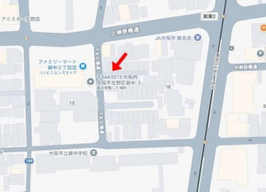 大阪市生野区巽中、中古一戸建ての地図画像です