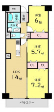 大阪市都島区大東町、マンションの間取り画像です