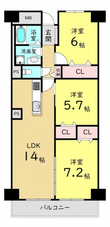 大阪市都島区大東町、マンションの間取り画像です