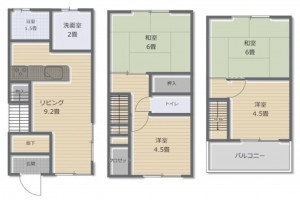 大阪市東成区大今里西、中古一戸建ての間取り画像です