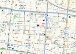 大阪市城東区東中浜、中古一戸建ての地図画像です